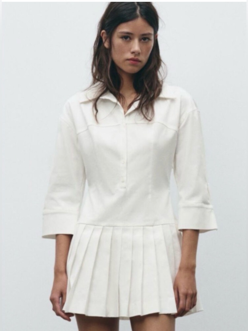 Zara Off-White Pleated Polo Romper